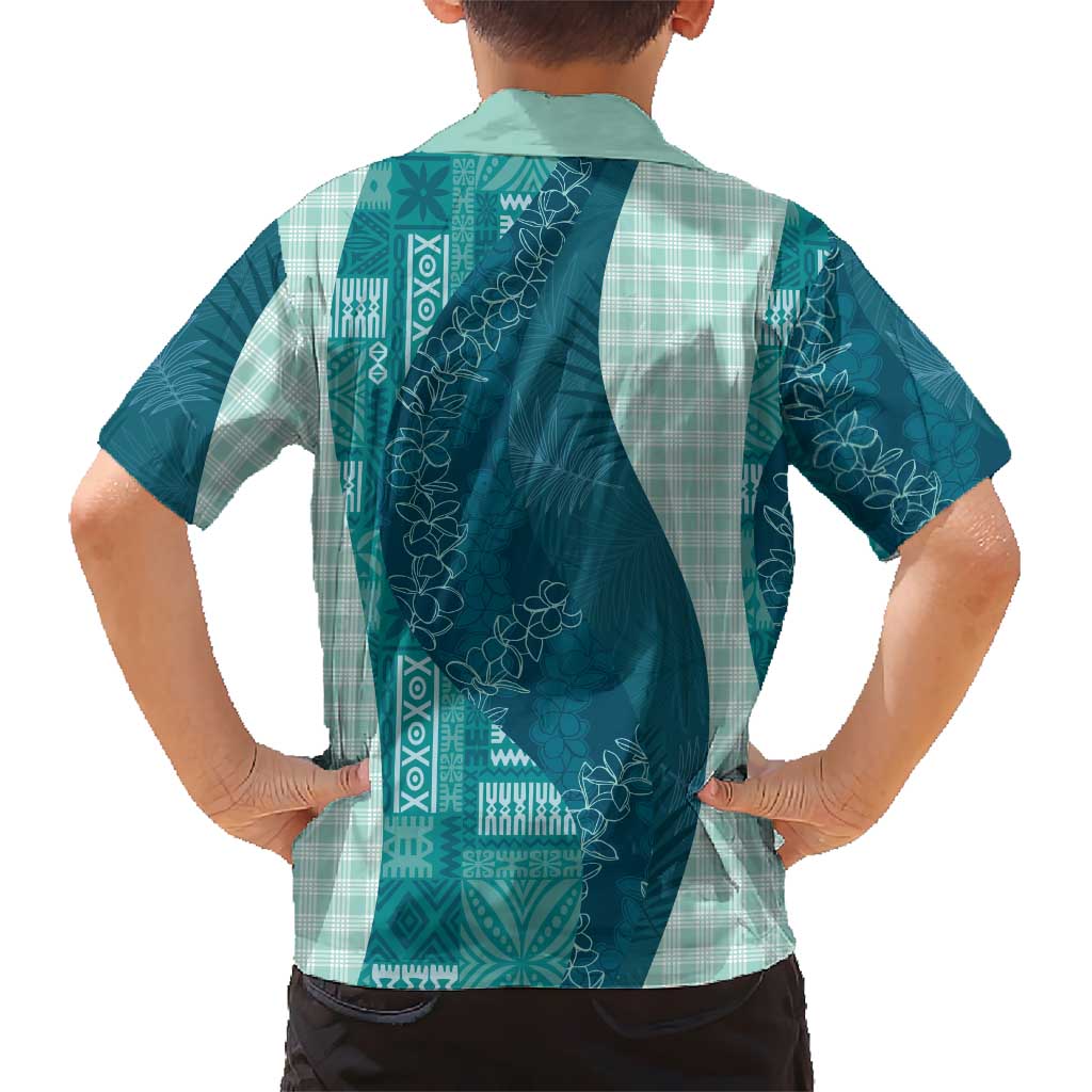 Polynesian Tribal Pattern Patchwork Picturesque Family Matching Short Sleeve Bodycon Dress and Hawaiian Shirt Oceanic