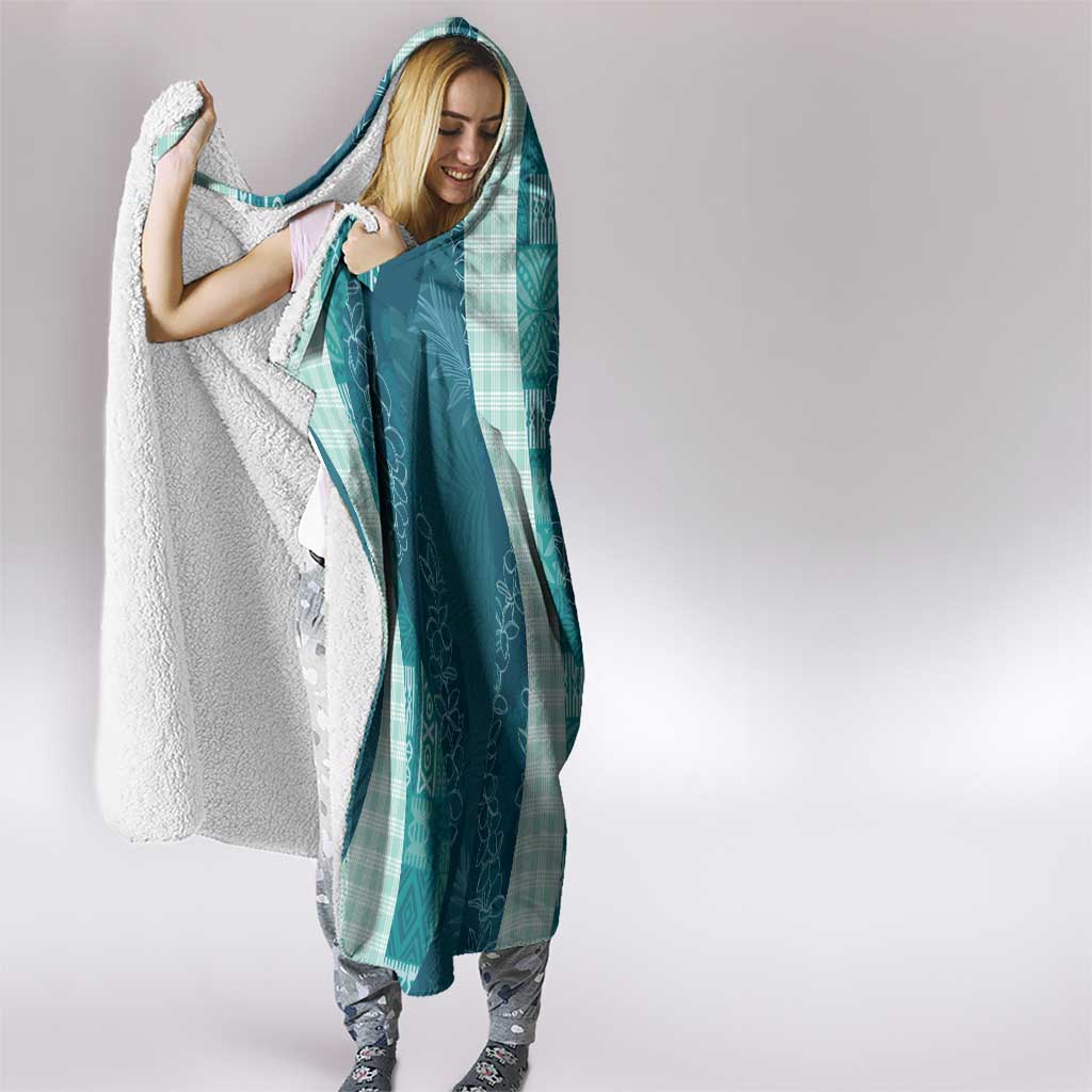 Polynesian Tribal Pattern Patchwork Picturesque Hooded Blanket Oceanic