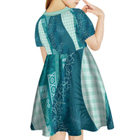Polynesian Tribal Pattern Patchwork Picturesque Kid Short Sleeve Dress Oceanic