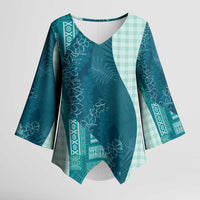 Polynesian Tribal Pattern Patchwork Picturesque Kimono Sleeve Blouse Oceanic