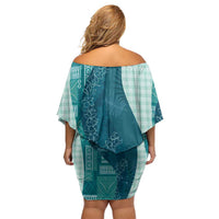 Polynesian Tribal Pattern Patchwork Picturesque Off Shoulder Short Dress Oceanic