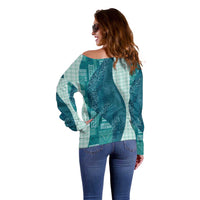 Polynesian Tribal Pattern Patchwork Picturesque Off Shoulder Sweater Oceanic