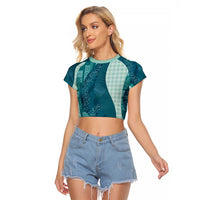 Polynesian Tribal Pattern Patchwork Picturesque Raglan Cropped T Shirt Oceanic