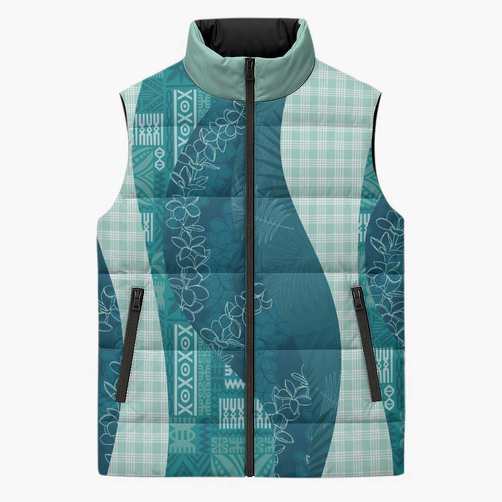 Polynesian Tribal Pattern Patchwork Picturesque Sleeveless Puffer Jacket Oceanic