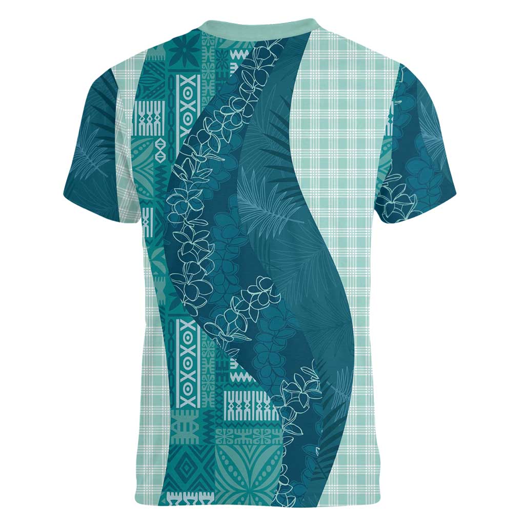 Polynesian Tribal Pattern Patchwork Picturesque Women V-Neck T-Shirt Oceanic