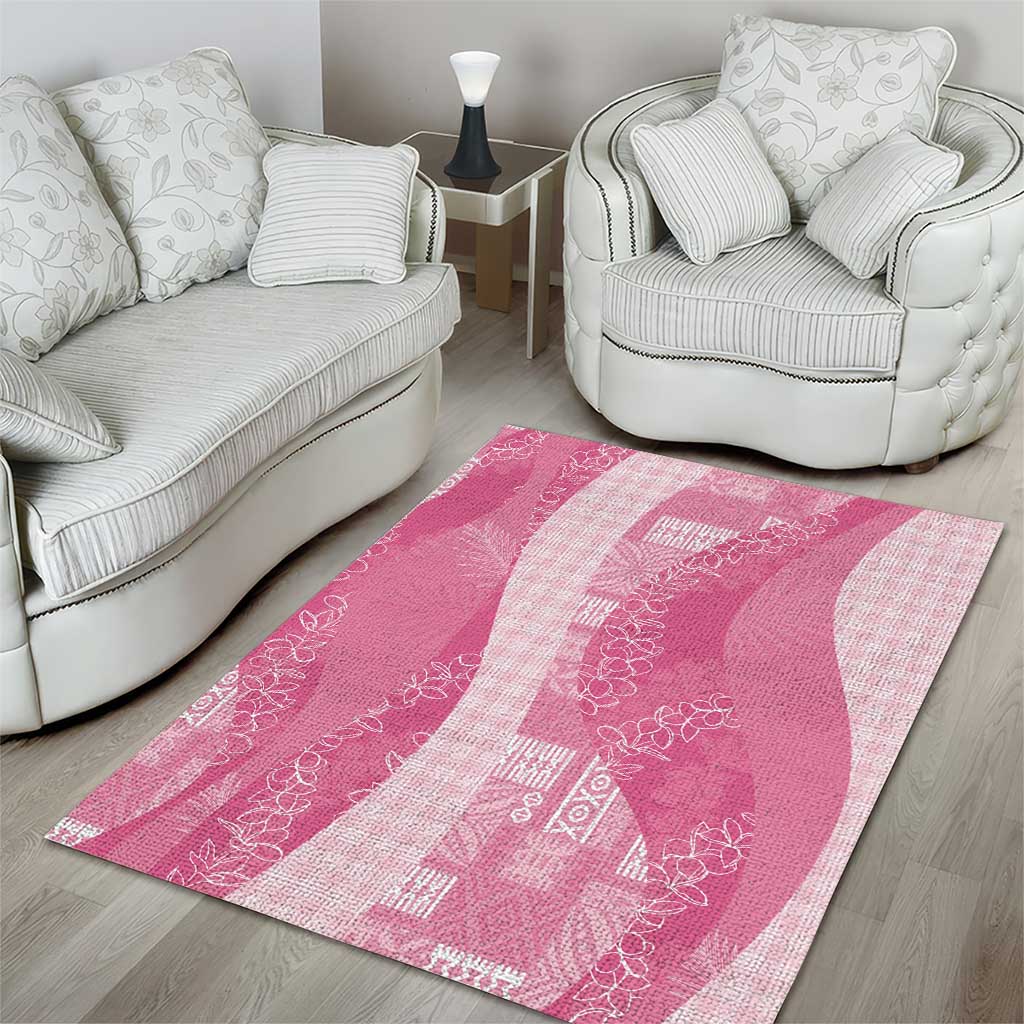 Polynesian Tribal Pattern Patchwork Picturesque Area Rug Rose Pink