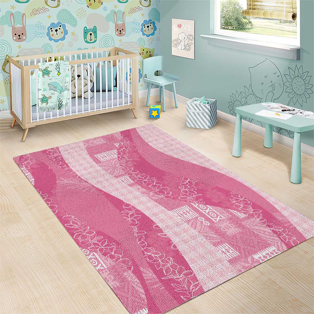 Polynesian Tribal Pattern Patchwork Picturesque Area Rug Rose Pink