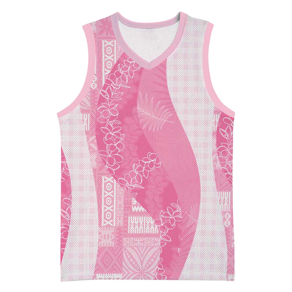 Polynesian Tribal Pattern Patchwork Picturesque Basketball Jersey Rose Pink