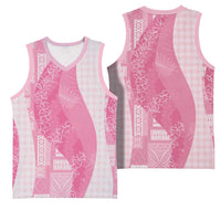 Polynesian Tribal Pattern Patchwork Picturesque Basketball Jersey Rose Pink