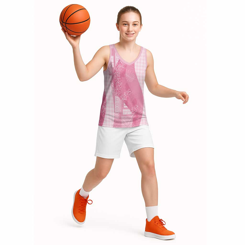 Polynesian Tribal Pattern Patchwork Picturesque Basketball Jersey Rose Pink