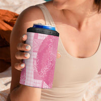 Polynesian Tribal Pattern Patchwork Picturesque 4 in 1 Can Cooler Tumbler Rose Pink