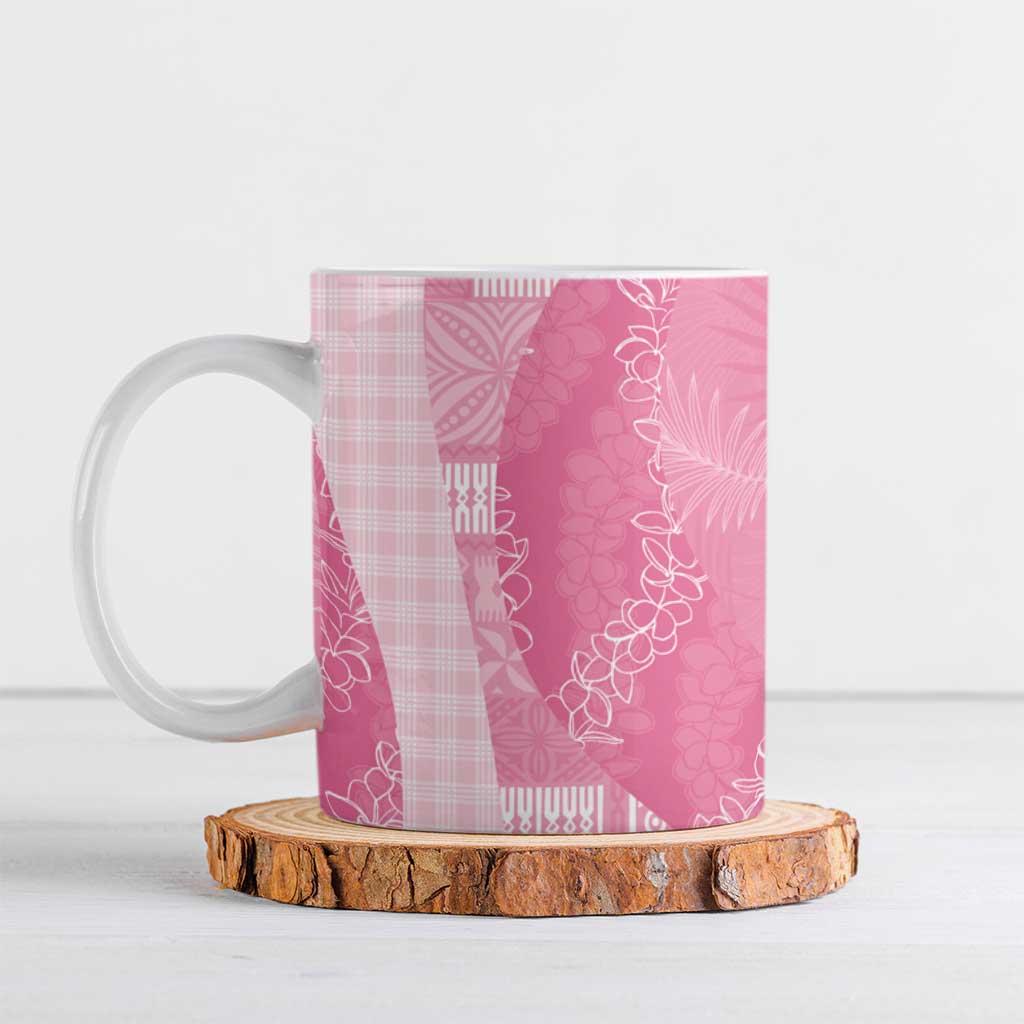 Polynesian Tribal Pattern Patchwork Picturesque Ceramic Mug Rose Pink