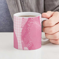 Polynesian Tribal Pattern Patchwork Picturesque Ceramic Mug Rose Pink