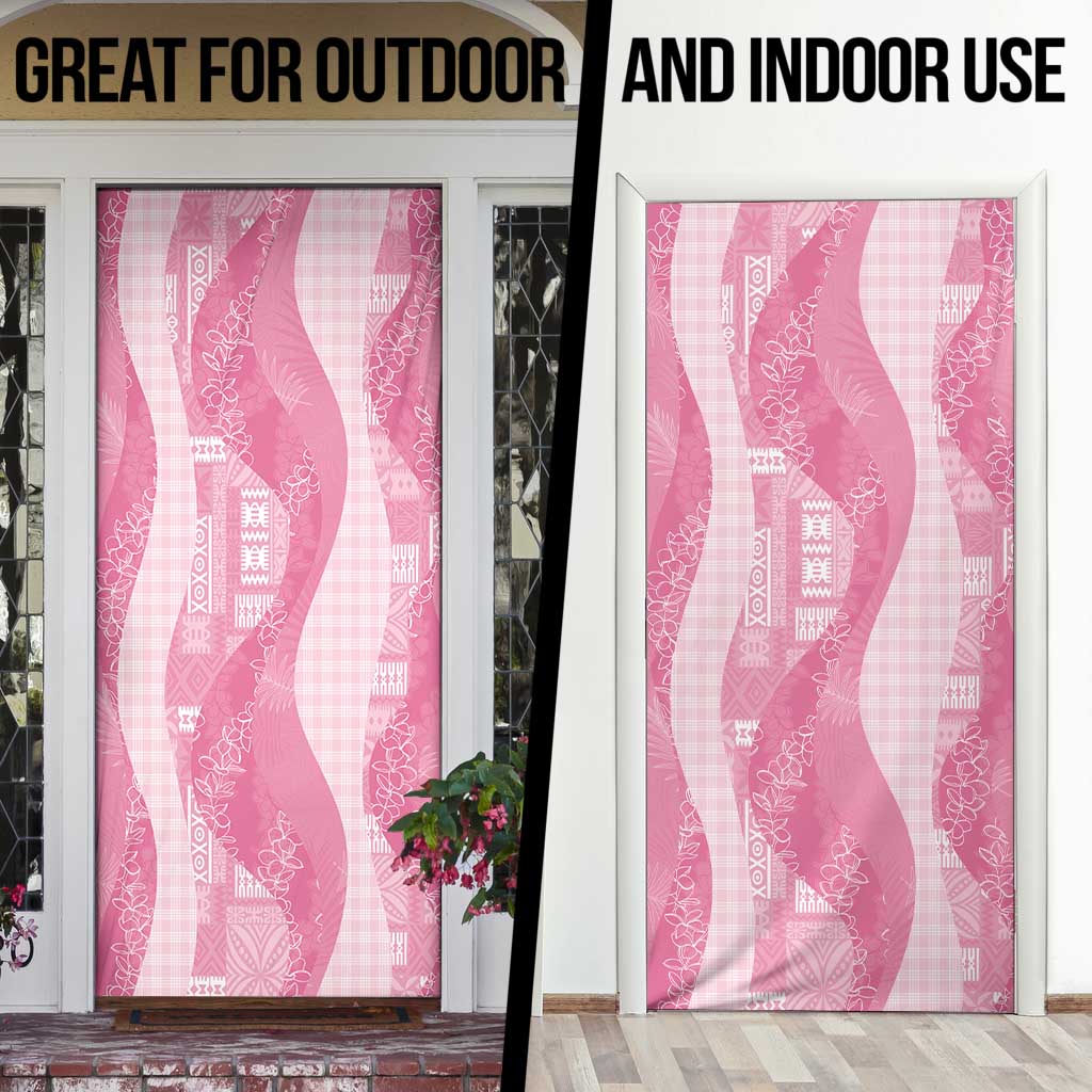 Polynesian Tribal Pattern Patchwork Picturesque Door Cover Rose Pink