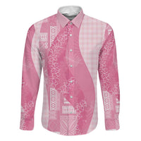 Polynesian Tribal Pattern Patchwork Picturesque Family Matching Mermaid Dress and Hawaiian Shirt Rose Pink