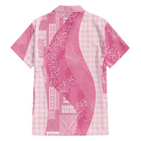 Polynesian Tribal Pattern Patchwork Picturesque Family Matching Puletasi and Hawaiian Shirt Rose Pink