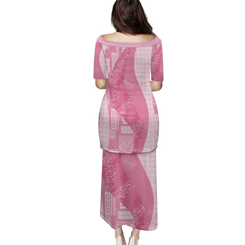 Polynesian Tribal Pattern Patchwork Picturesque Family Matching Puletasi and Hawaiian Shirt Rose Pink