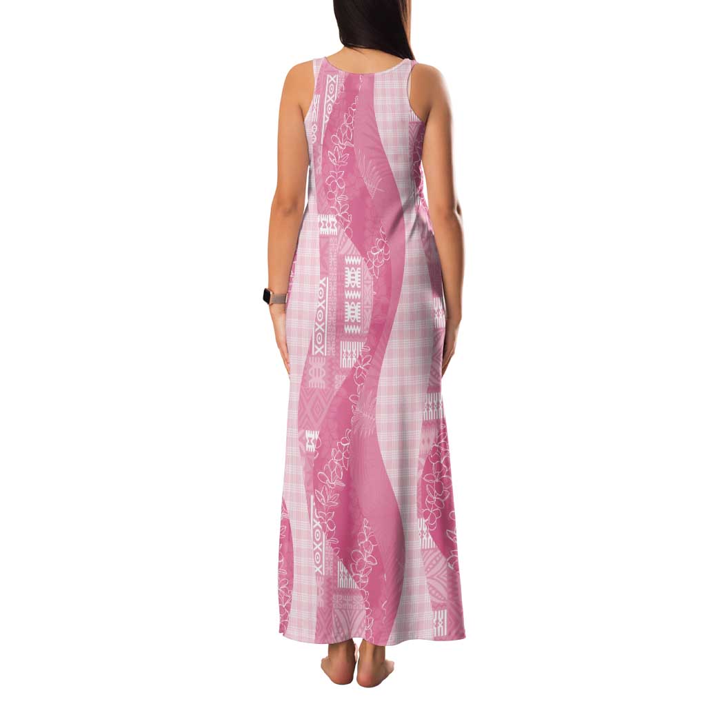 Polynesian Tribal Pattern Patchwork Picturesque Family Matching Tank Maxi Dress and Hawaiian Shirt Rose Pink
