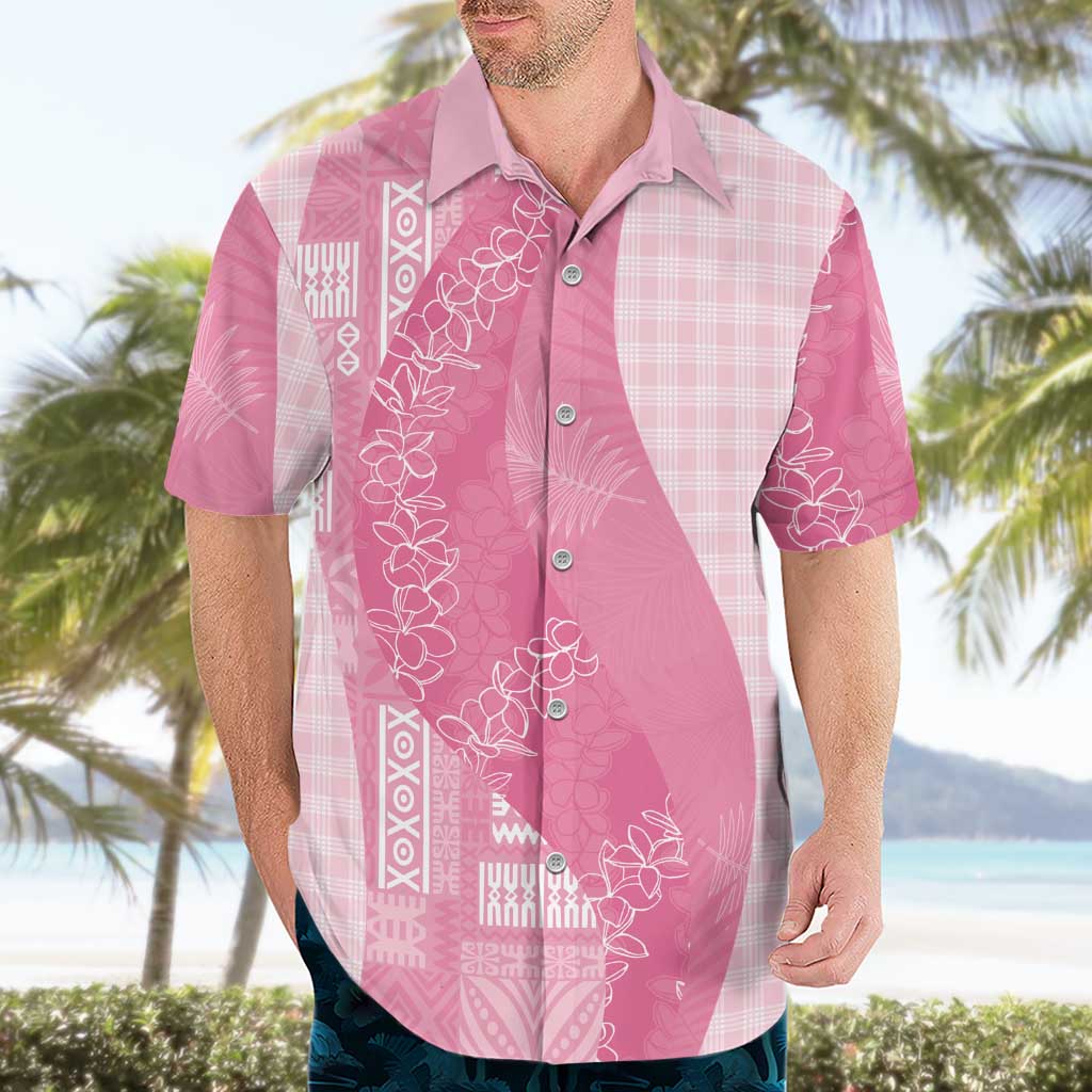 Polynesian Tribal Pattern Patchwork Picturesque Hawaiian Shirt Rose Pink