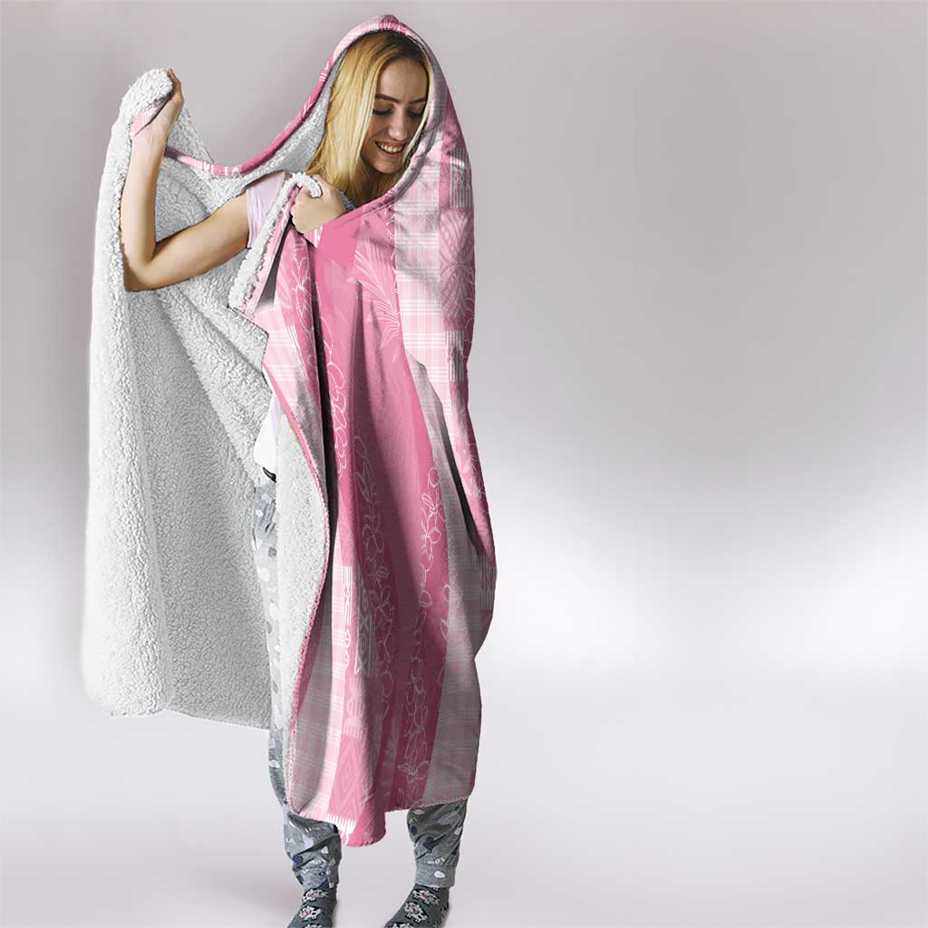 Polynesian Tribal Pattern Patchwork Picturesque Hooded Blanket Rose Pink