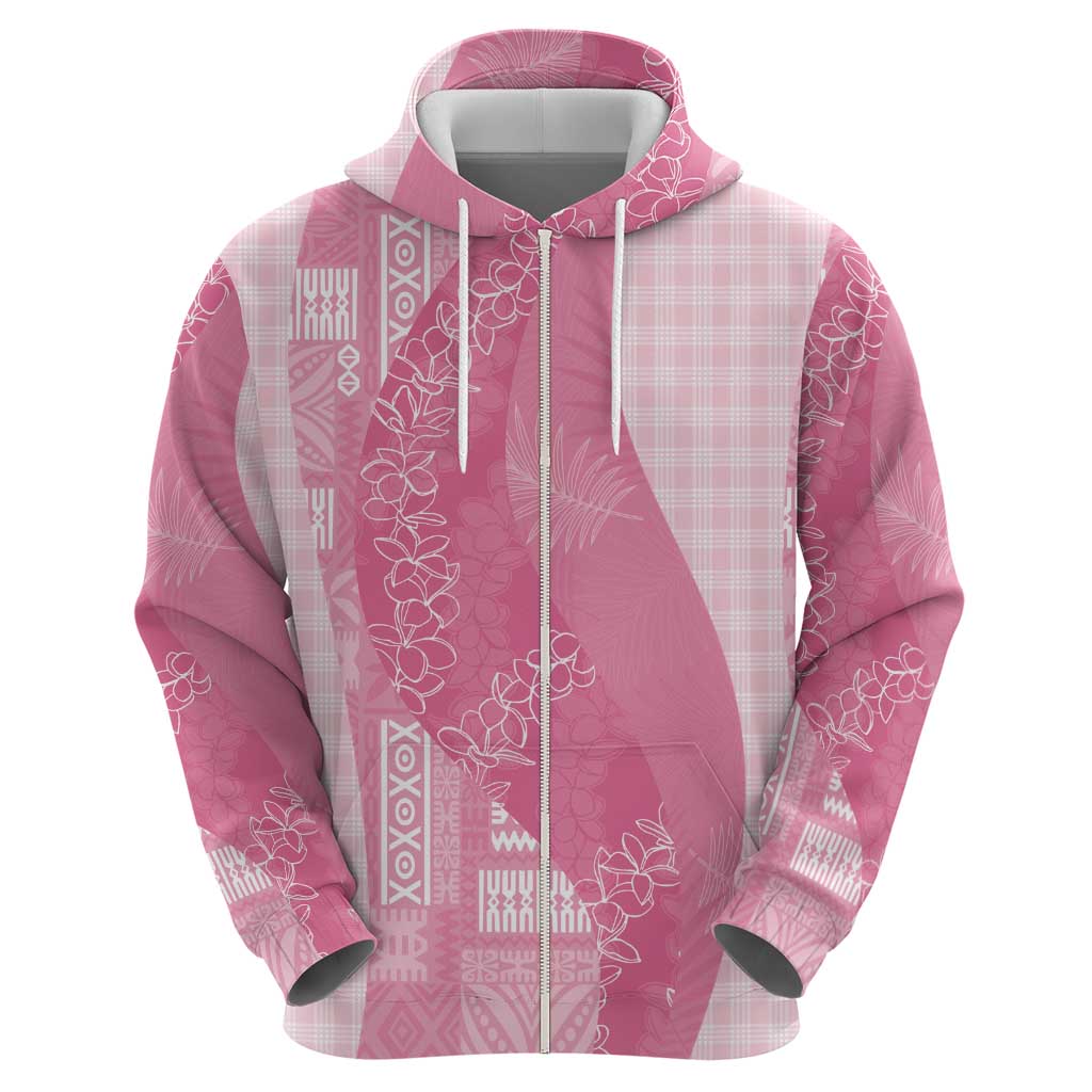 Polynesian Tribal Pattern Patchwork Picturesque Hoodie Rose Pink