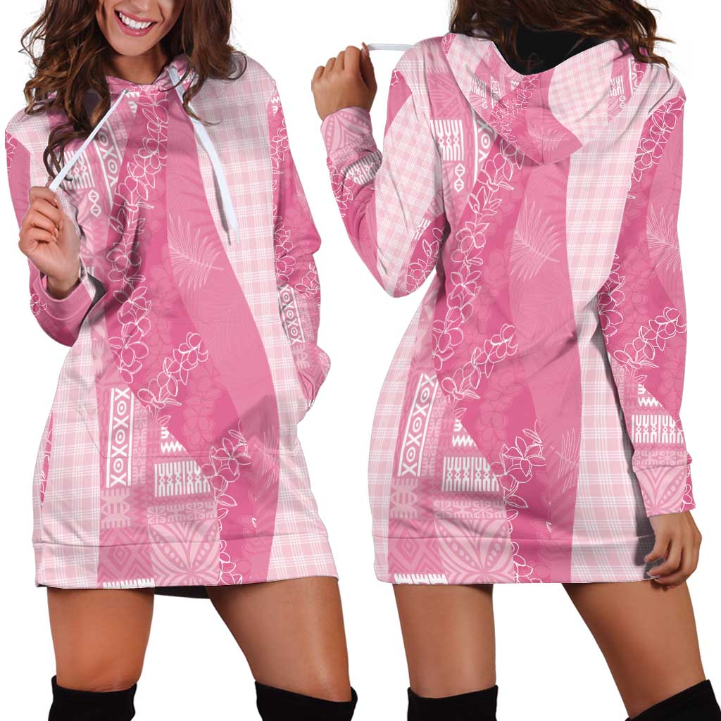 Polynesian Tribal Pattern Patchwork Picturesque Hoodie Dress Rose Pink