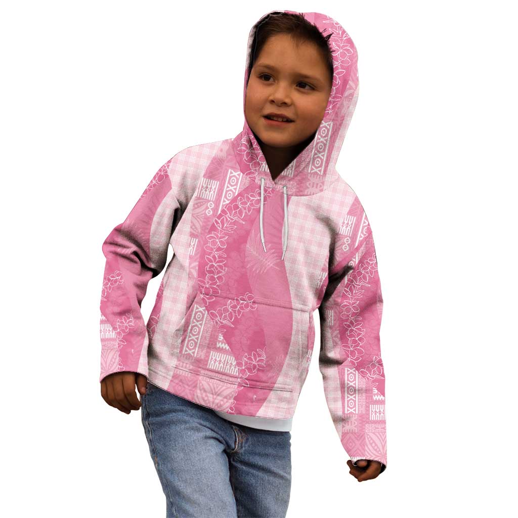 Polynesian Tribal Pattern Patchwork Picturesque Kid Hoodie Rose Pink