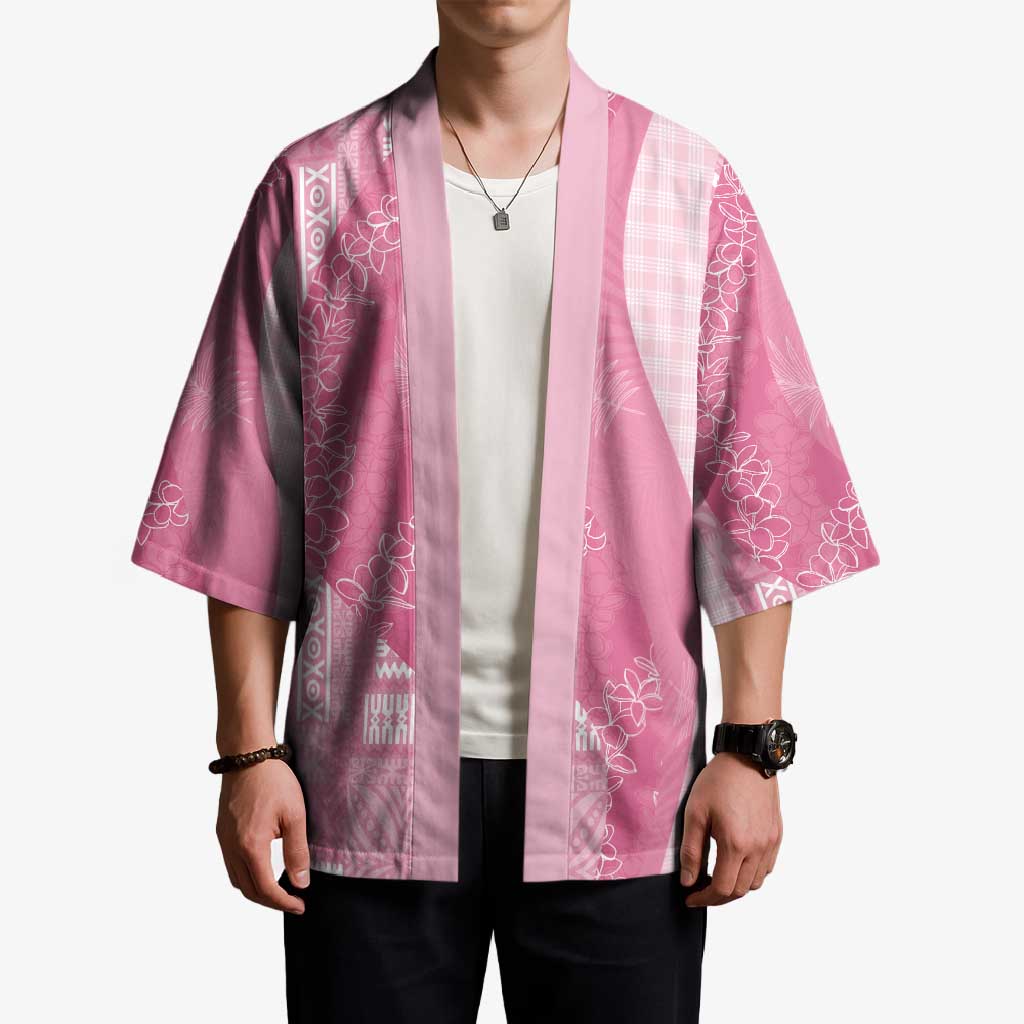 Polynesian Tribal Pattern Patchwork Picturesque Kimono Rose Pink