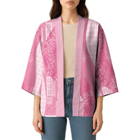 Polynesian Tribal Pattern Patchwork Picturesque Kimono Rose Pink