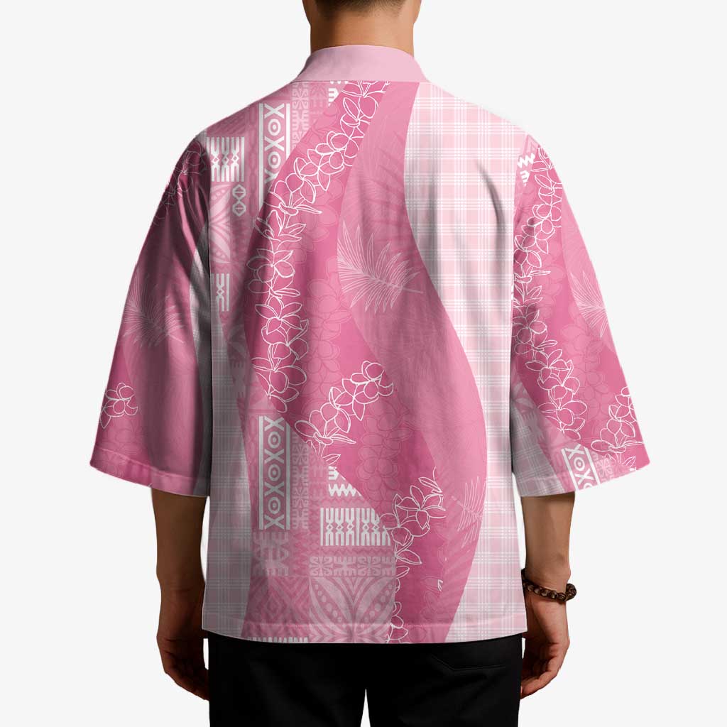 Polynesian Tribal Pattern Patchwork Picturesque Kimono Rose Pink