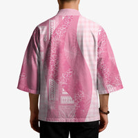 Polynesian Tribal Pattern Patchwork Picturesque Kimono Rose Pink