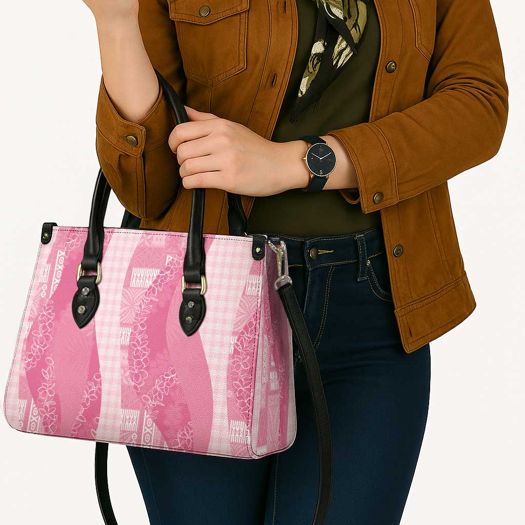 Polynesian Tribal Pattern Patchwork Picturesque Leather Bag Rose Pink