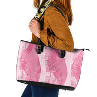 Polynesian Tribal Pattern Patchwork Picturesque Leather Tote Bag Rose Pink