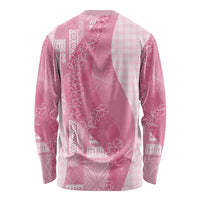 Polynesian Tribal Pattern Patchwork Picturesque Long Sleeve Shirt Rose Pink