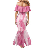 Polynesian Tribal Pattern Patchwork Picturesque Mermaid Dress Rose Pink