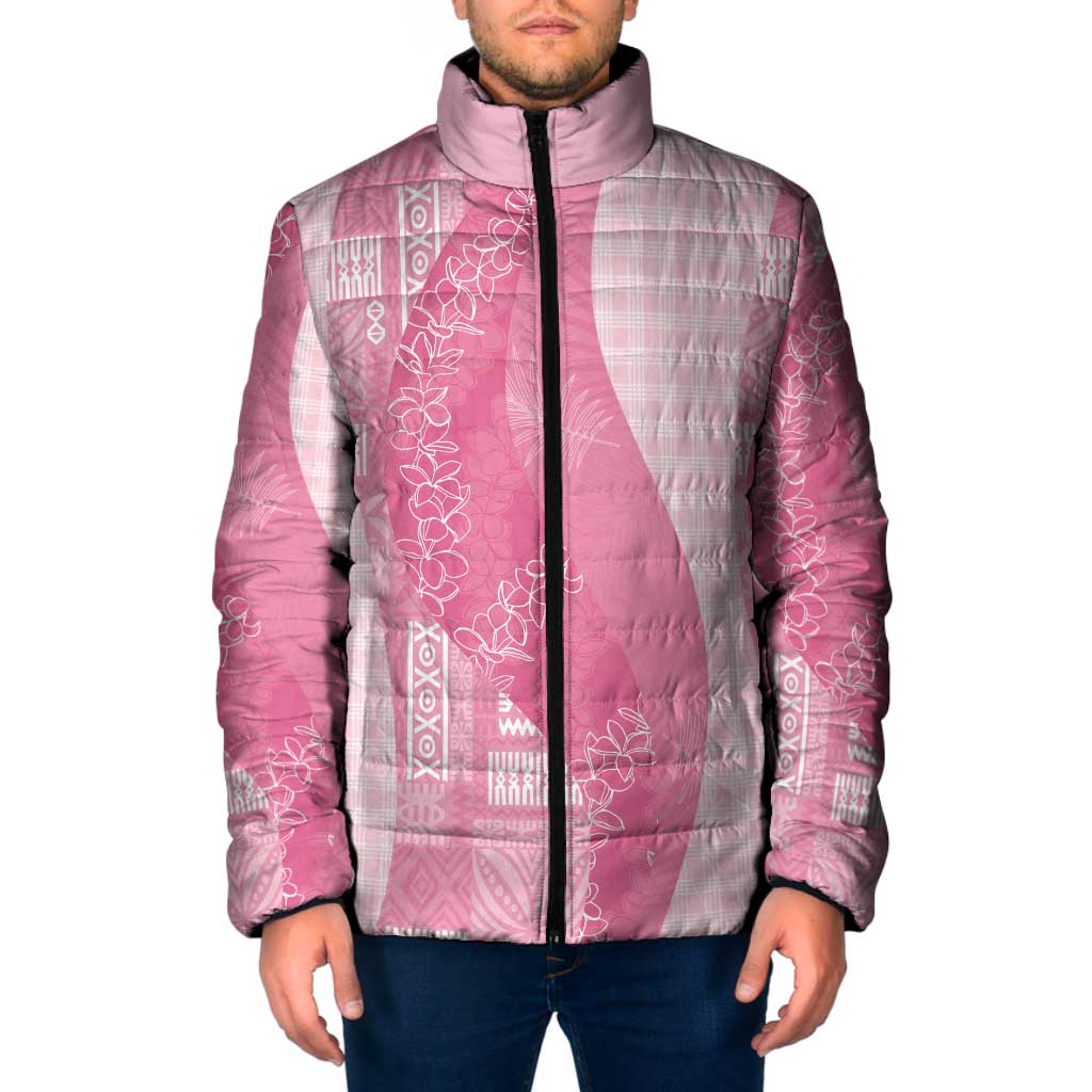 Polynesian Tribal Pattern Patchwork Picturesque Padded Jacket Rose Pink