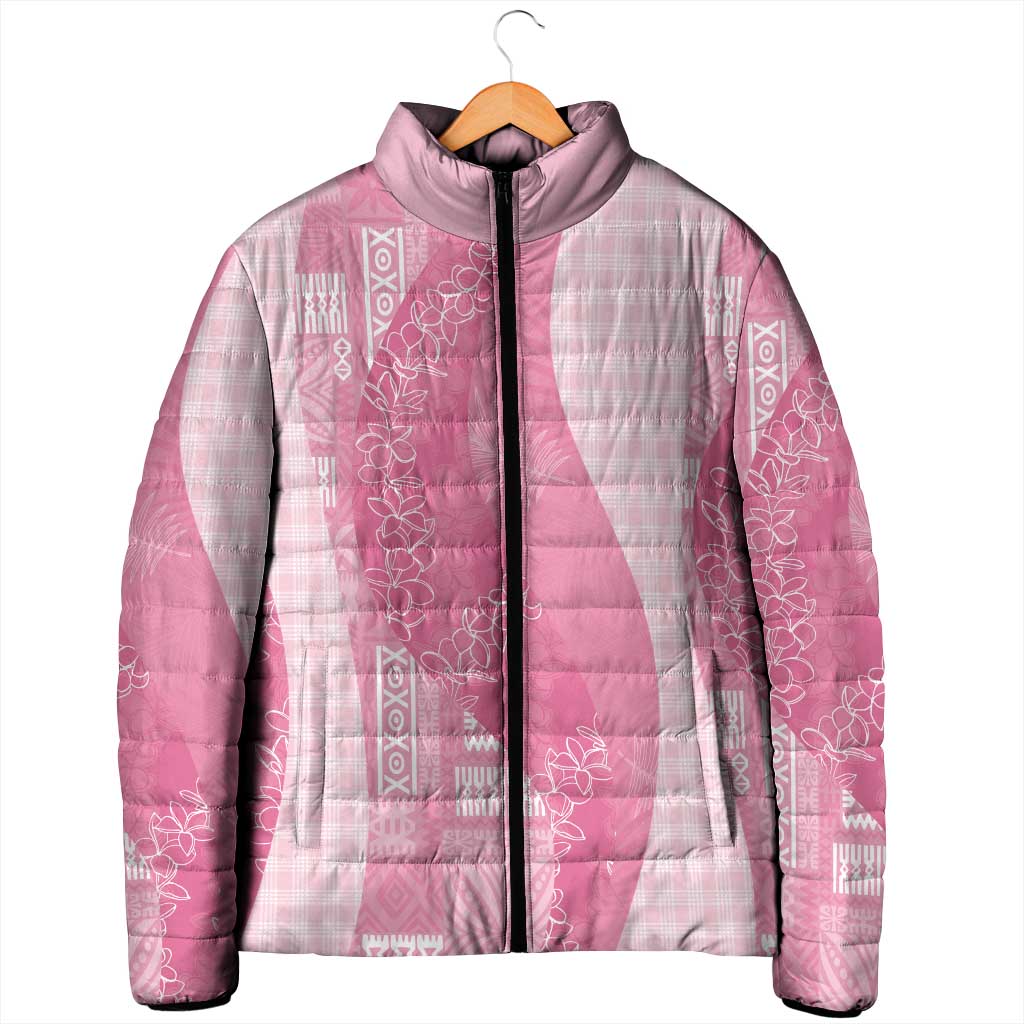 Polynesian Tribal Pattern Patchwork Picturesque Padded Jacket Rose Pink