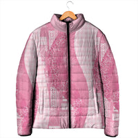 Polynesian Tribal Pattern Patchwork Picturesque Padded Jacket Rose Pink