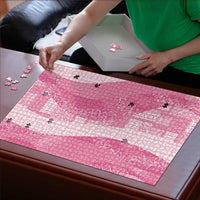 Polynesian Tribal Pattern Patchwork Picturesque Puzzle Rose Pink