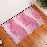 Polynesian Tribal Pattern Patchwork Picturesque Rubber Doormat Rose Pink
