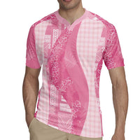 Polynesian Tribal Pattern Patchwork Picturesque Rugby Jersey Rose Pink