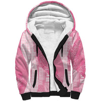 Polynesian Tribal Pattern Patchwork Picturesque Sherpa Hoodie Rose Pink