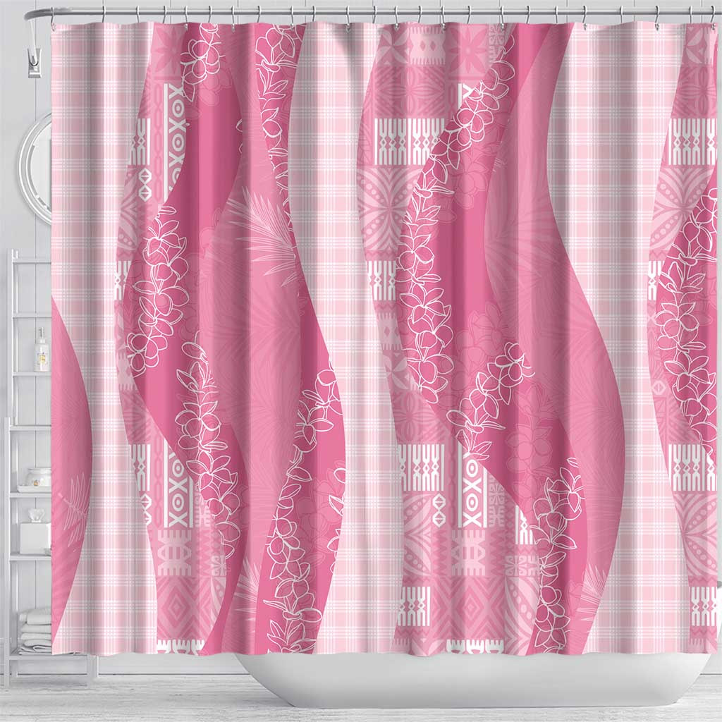 Polynesian Tribal Pattern Patchwork Picturesque Shower Curtain Rose Pink