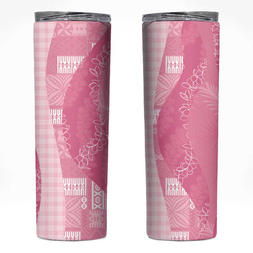 Polynesian Tribal Pattern Patchwork Picturesque Skinny Tumbler Rose Pink