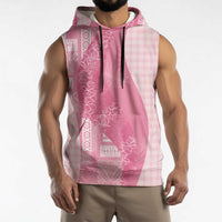 Polynesian Tribal Pattern Patchwork Picturesque Sleeveless Hoodie Rose Pink