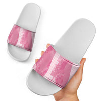 Polynesian Tribal Pattern Patchwork Picturesque Slide Sandals Rose Pink