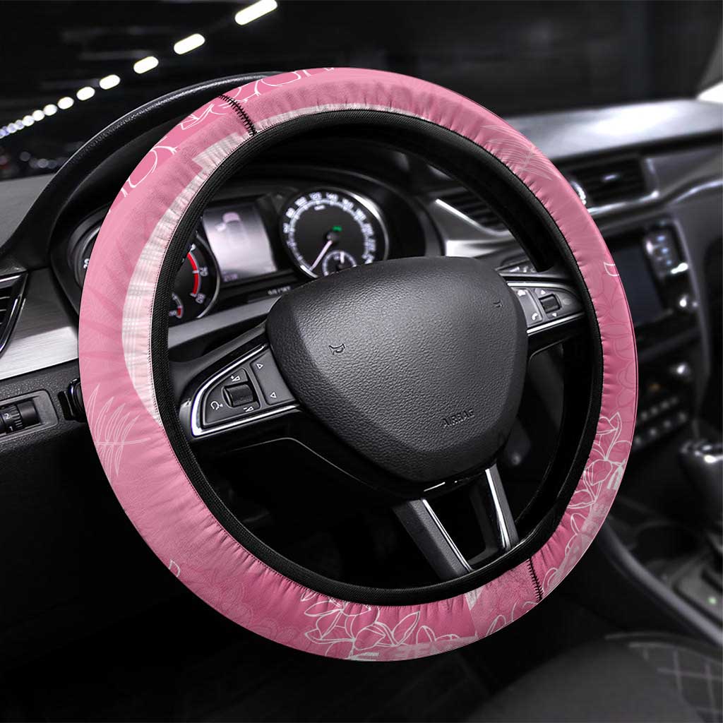 Polynesian Tribal Pattern Patchwork Picturesque Steering Wheel Cover Rose Pink