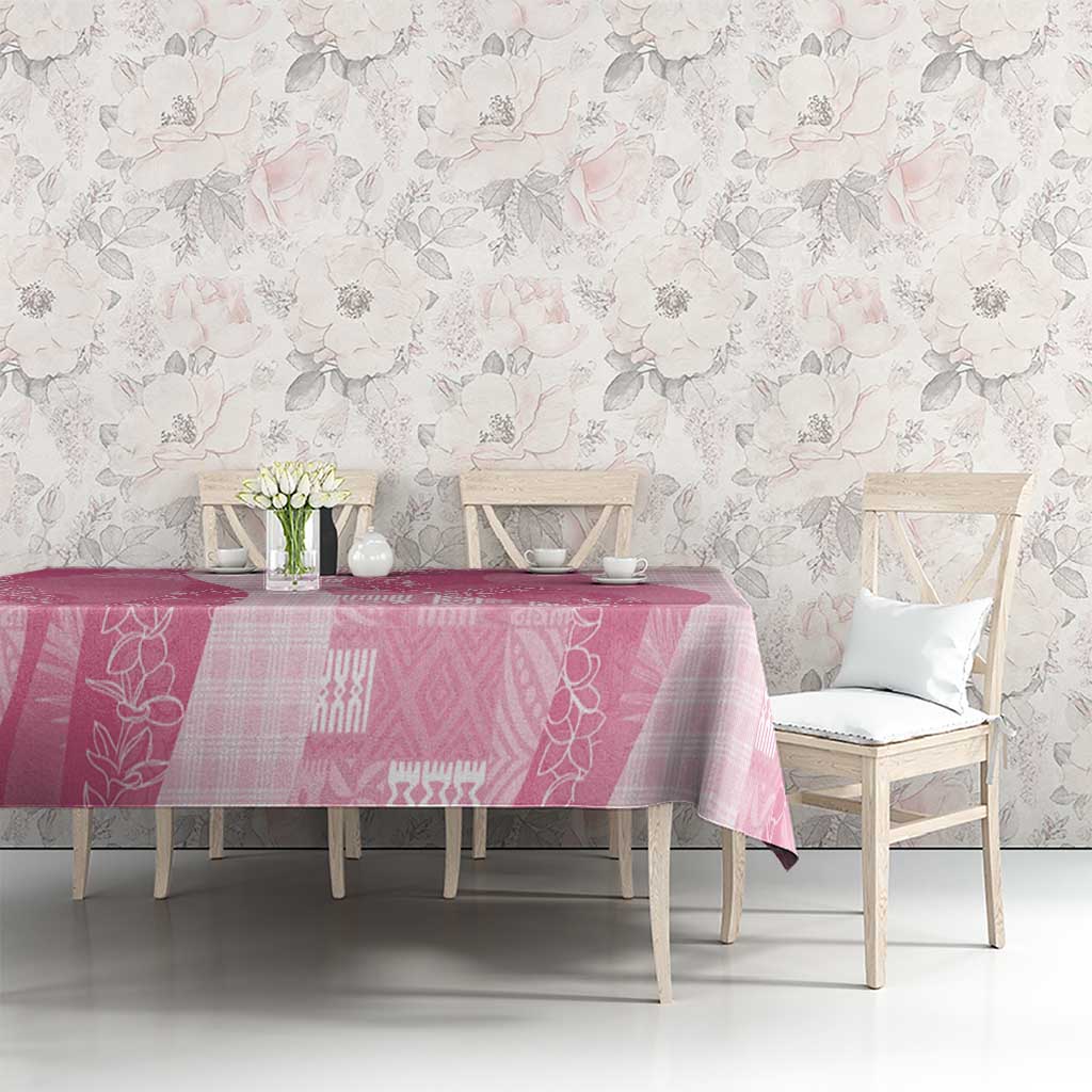 Polynesian Tribal Pattern Patchwork Picturesque Tablecloth Rose Pink