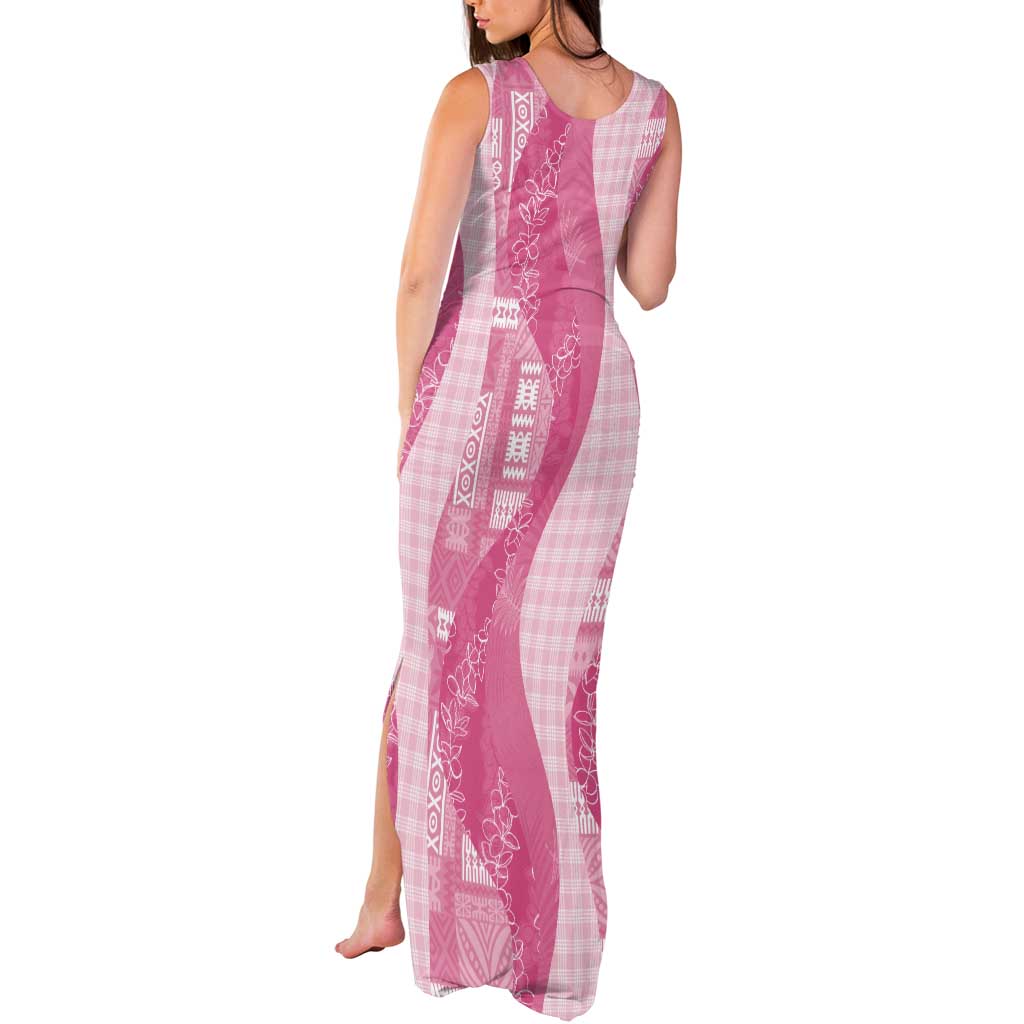Polynesian Tribal Pattern Patchwork Picturesque Tank Maxi Dress Rose Pink