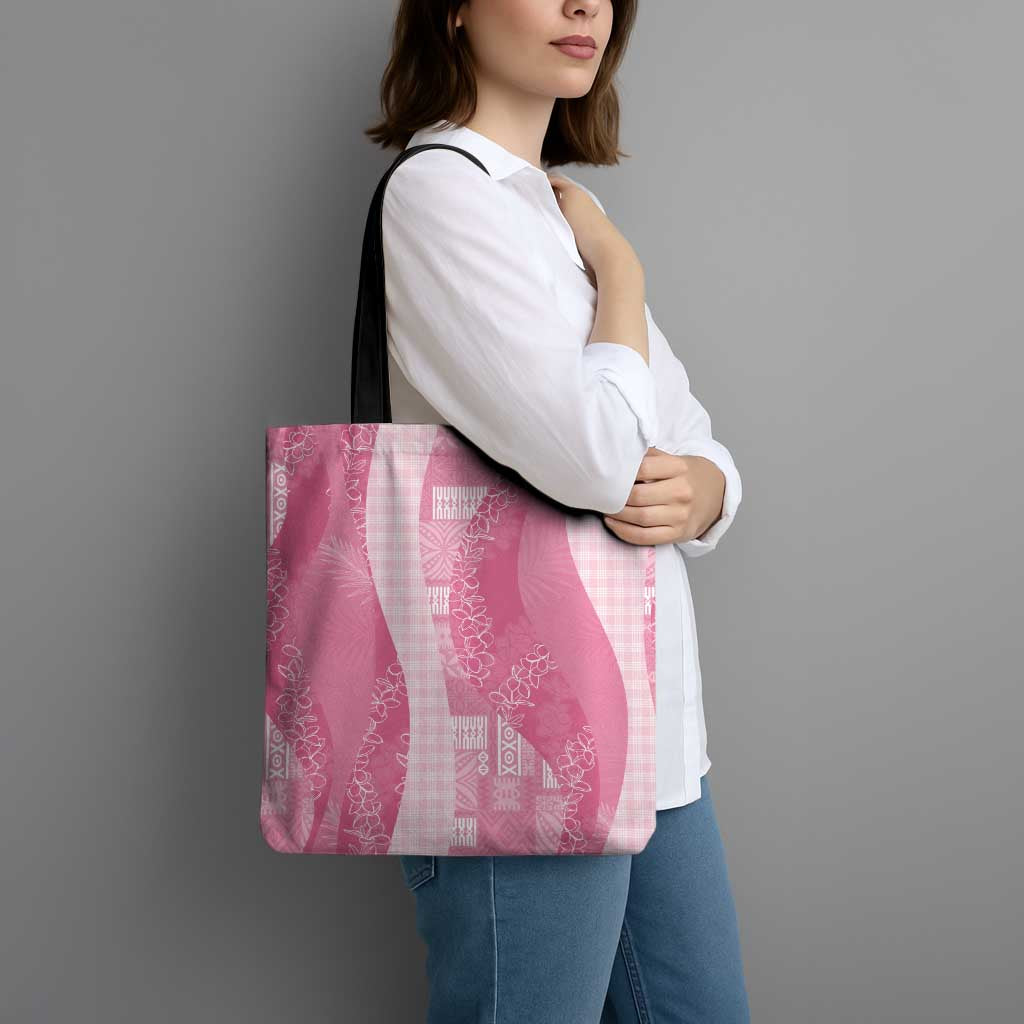 Polynesian Tribal Pattern Patchwork Picturesque Tote Bag Rose Pink